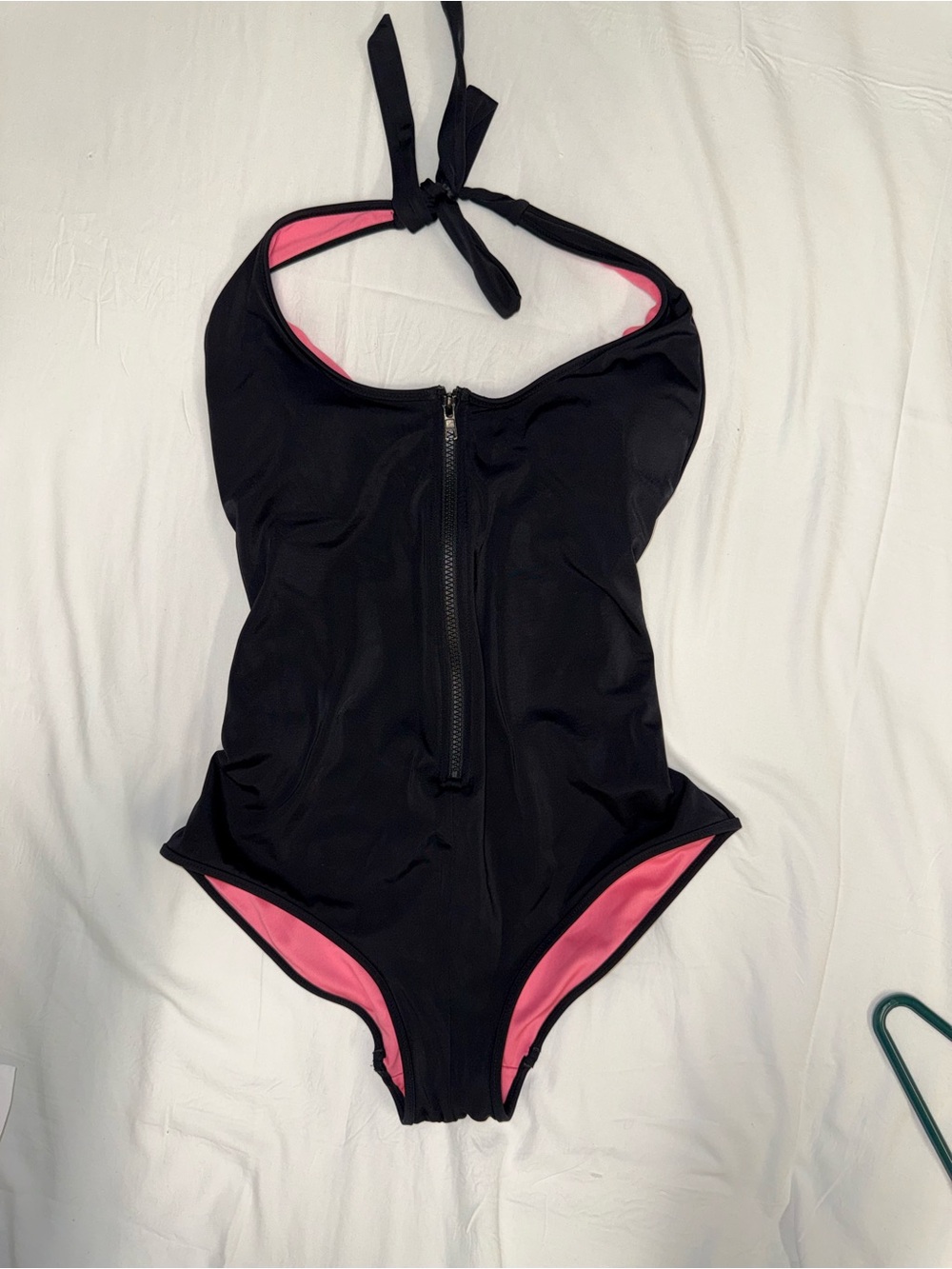 PINK by Victoria Secret Black Halter One-Piece Swimsuit with Pink Lining